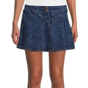 3/$10 No Boundaries Dark Blue Pleated Denim Skirt